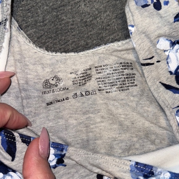 Fruit of the Loom- Blue Floral Print Crop Top size 42 - Picture 4 of 8